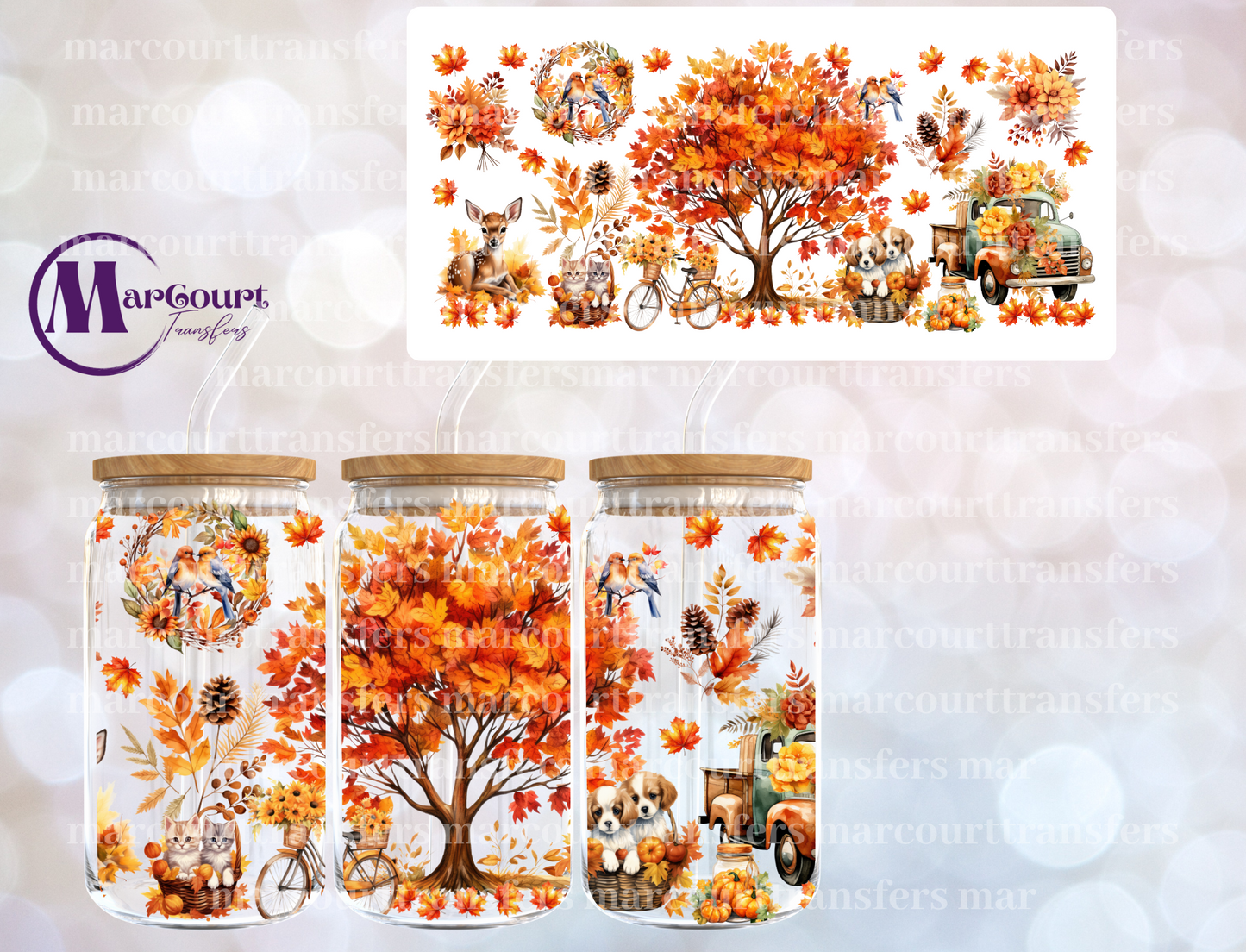 AUTUMN FALL TREE-16 0Z-UV DTF CUP WRAP