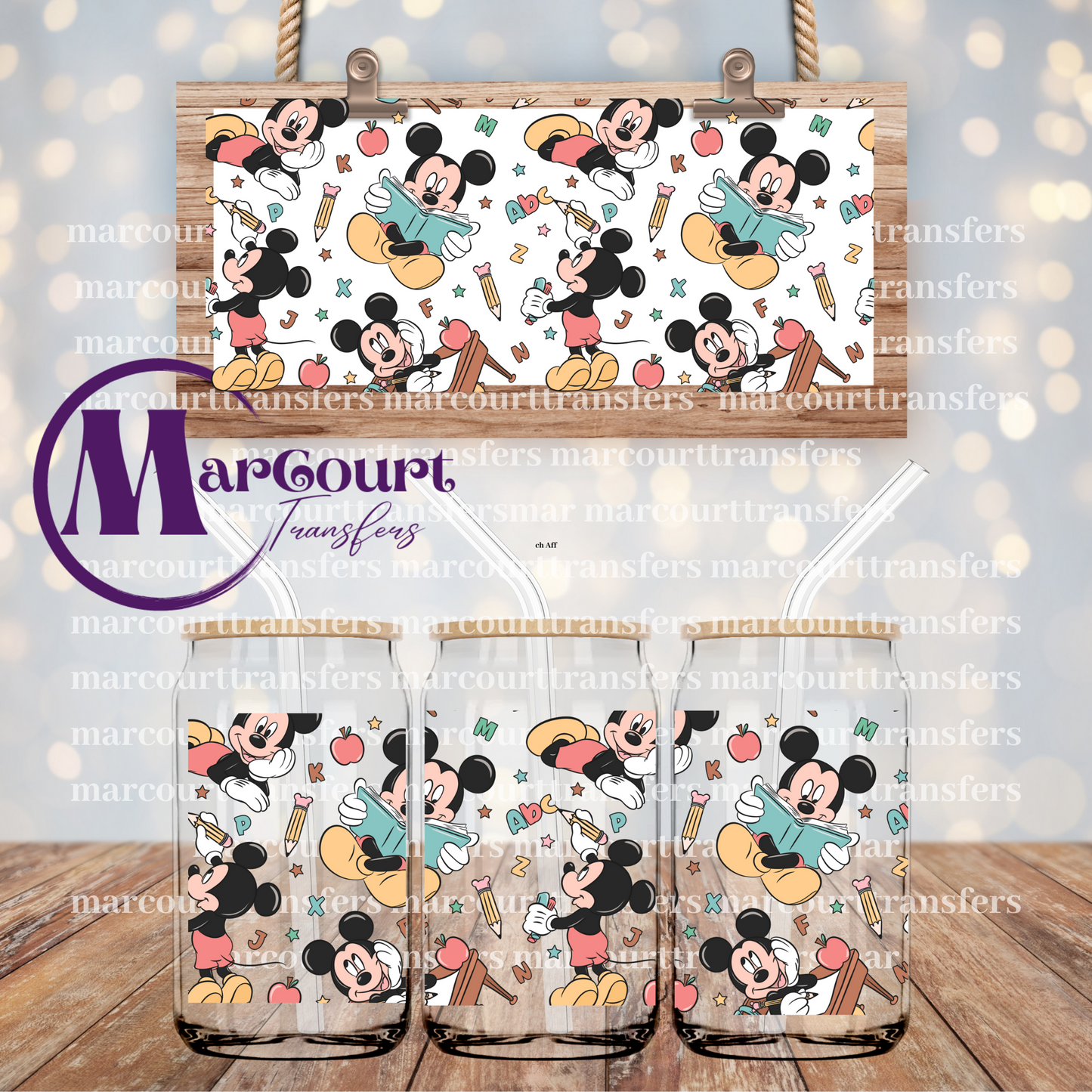 BACK TO SCHOOL MOUSE-16 0Z-UV DTF CUP WRAP