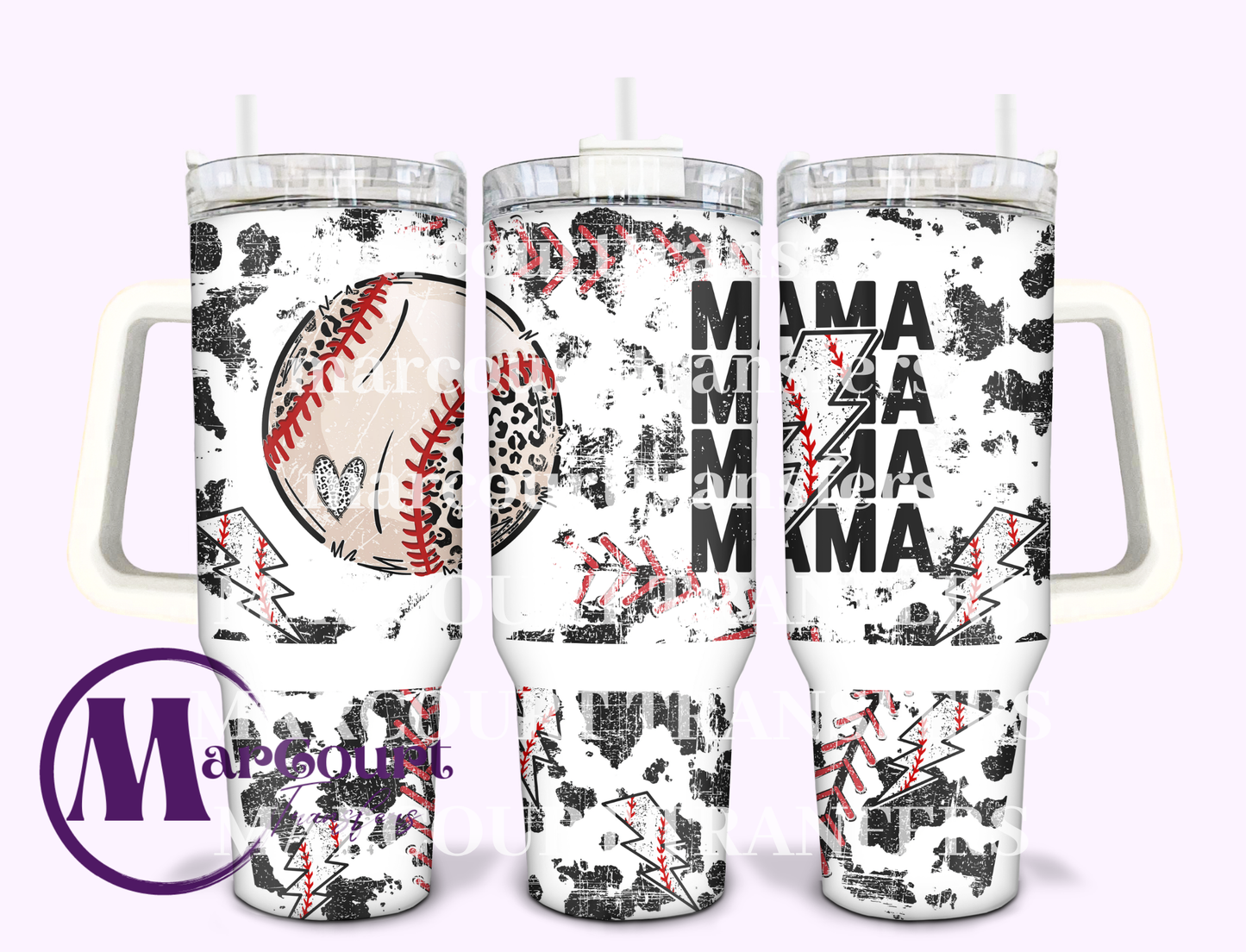 BASEBALL MAMA LIGHTNING-40 0Z-UV DTF CUP WRAP