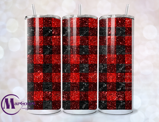 BLACK PLAID BUFFALO-SKINNY TUMBLER TRANSFER