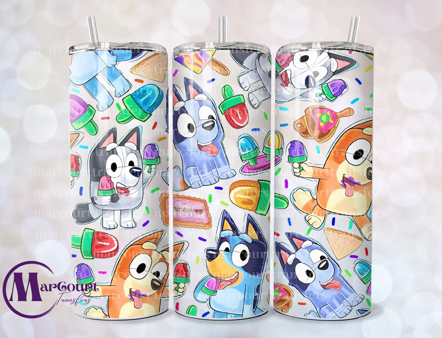 BLUEY W POPSICLES-20 OZ-UV DTF CUP WRAP