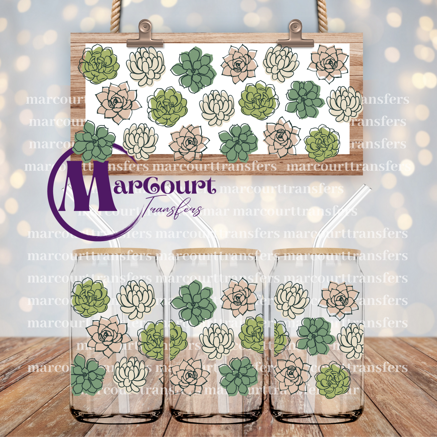 BOHO SUCCULENTS-16 0Z-UV DTF CUP WRAP