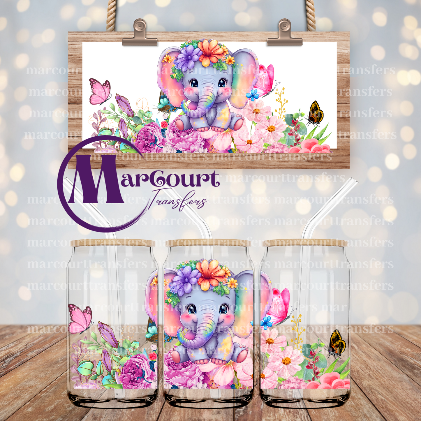 BABY ELEPHANT-16 0Z-UV DTF CUP WRAP