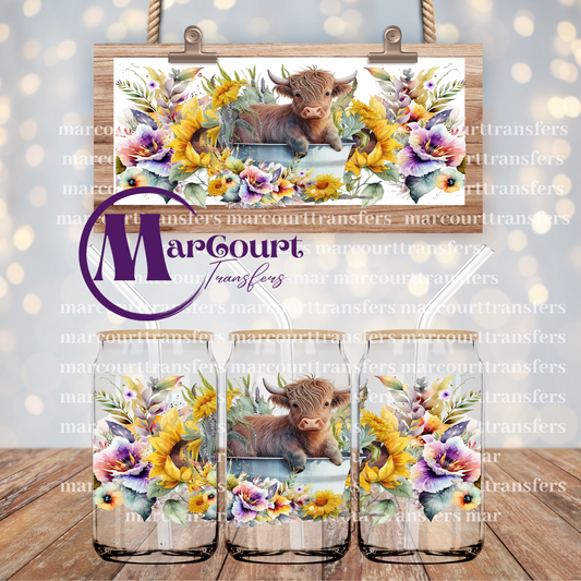 BABY HIGHLAND COW IN TUB-16 0Z-UV DTF CUP WRAP