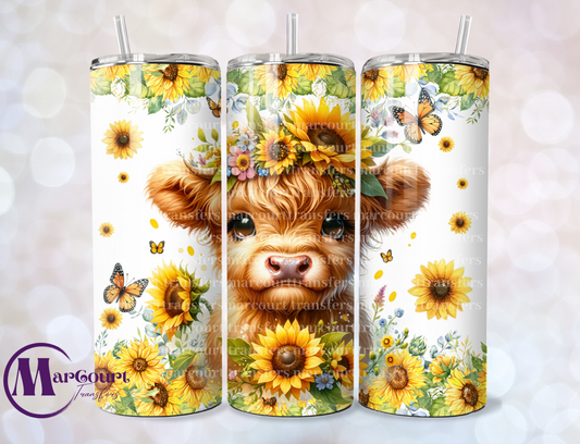 BABY HIGHLAND COW SUNFLOWER-SKINNY TUMBLER TRANSFER