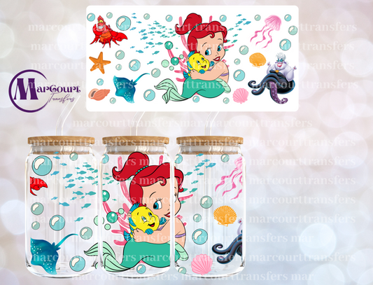 BABY MERMAID PRINCESS-16 0Z-UV DTF CUP WRAP