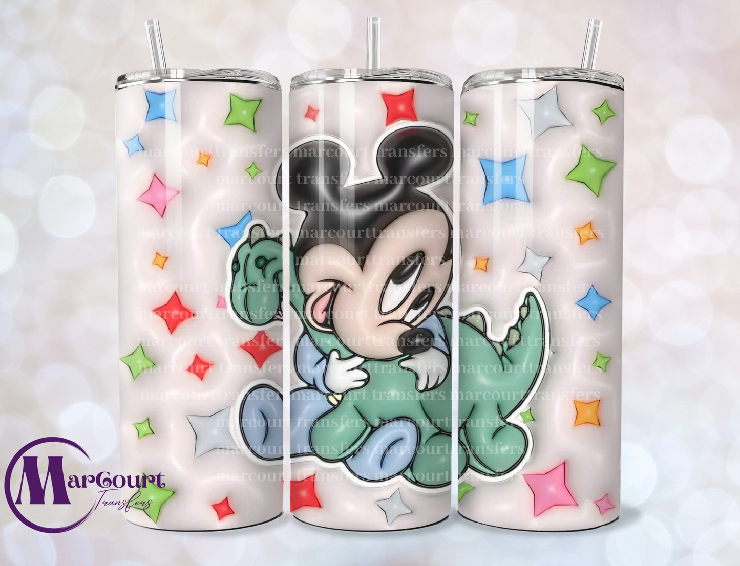 BABY MICKEY AND DINO-SKINNY TUMBLER TRANSFER