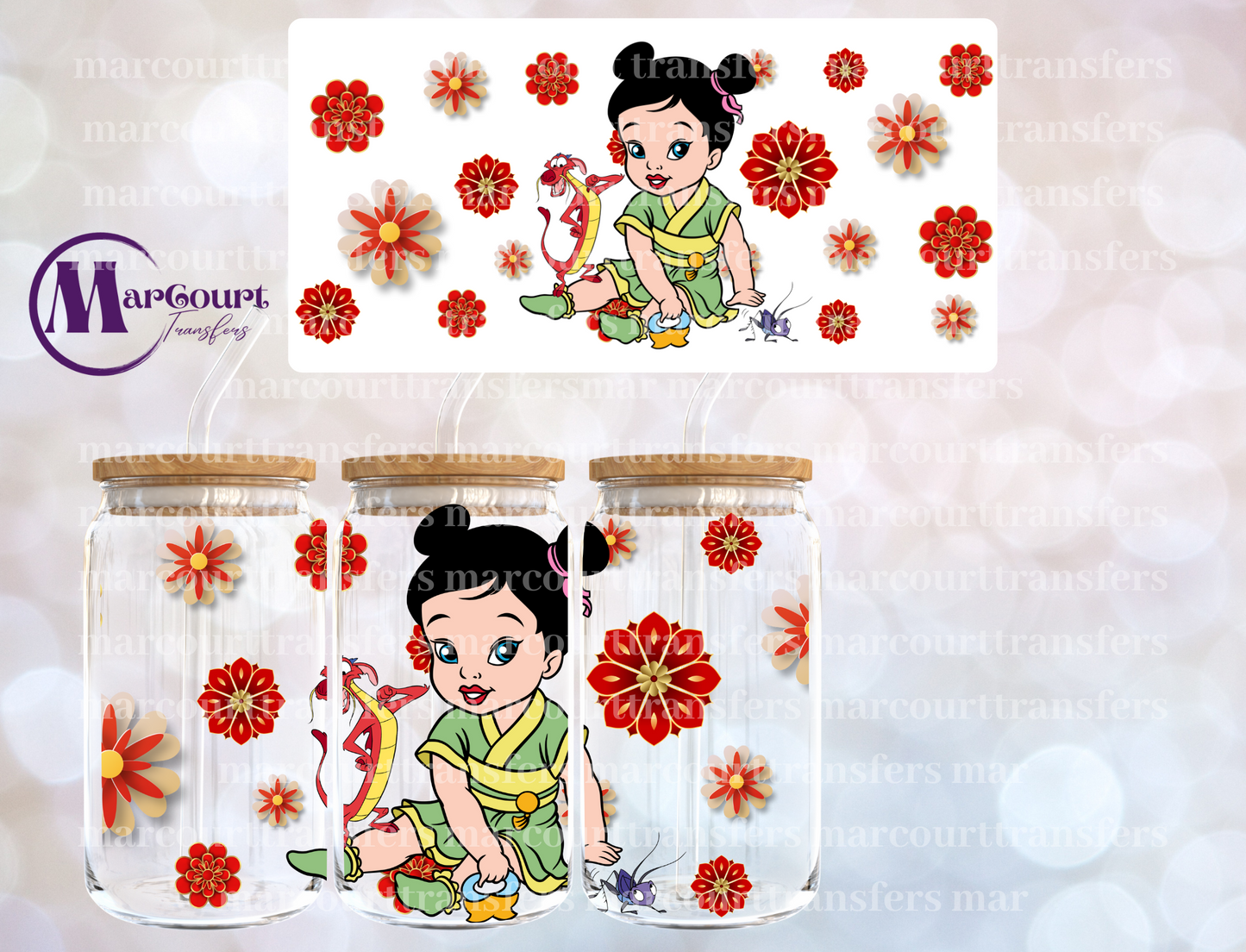 BABY MULAN PRINCESS-16 0Z-UV DTF CUP WRAP