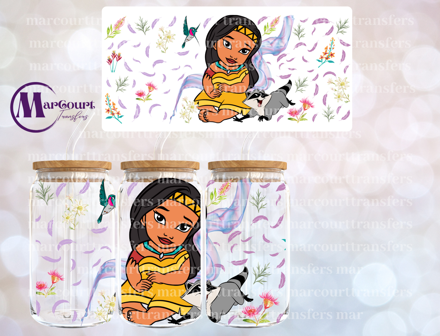 BABY POCAHONTAS PRINCESS-16 0Z-UV DTF CUP WRAP