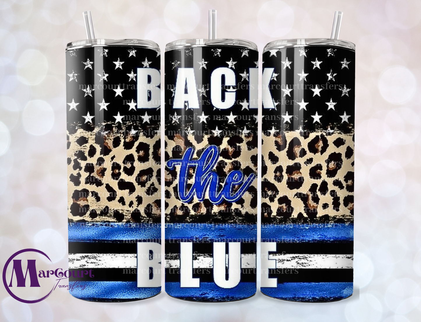 BACK THE BLUE-SKINNY TUMBLER TRANSFER