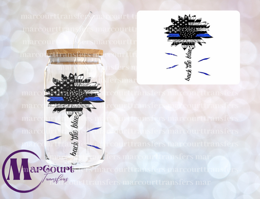 BACK THE BLUE SUNFLOWER-DECAL-UV DTF CUP WRAP