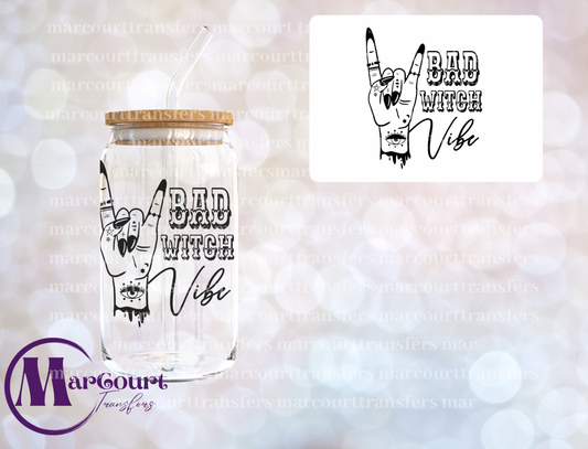 BAD WITCH VIBES HAND WITH EVIL EYE (BLACK)-DECAL-UV DTF CUP WRAP