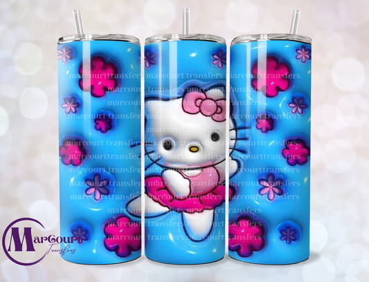 BALLERINA KITTY WITH FLOWERS-SKINNY TUMBLER TRANSFER