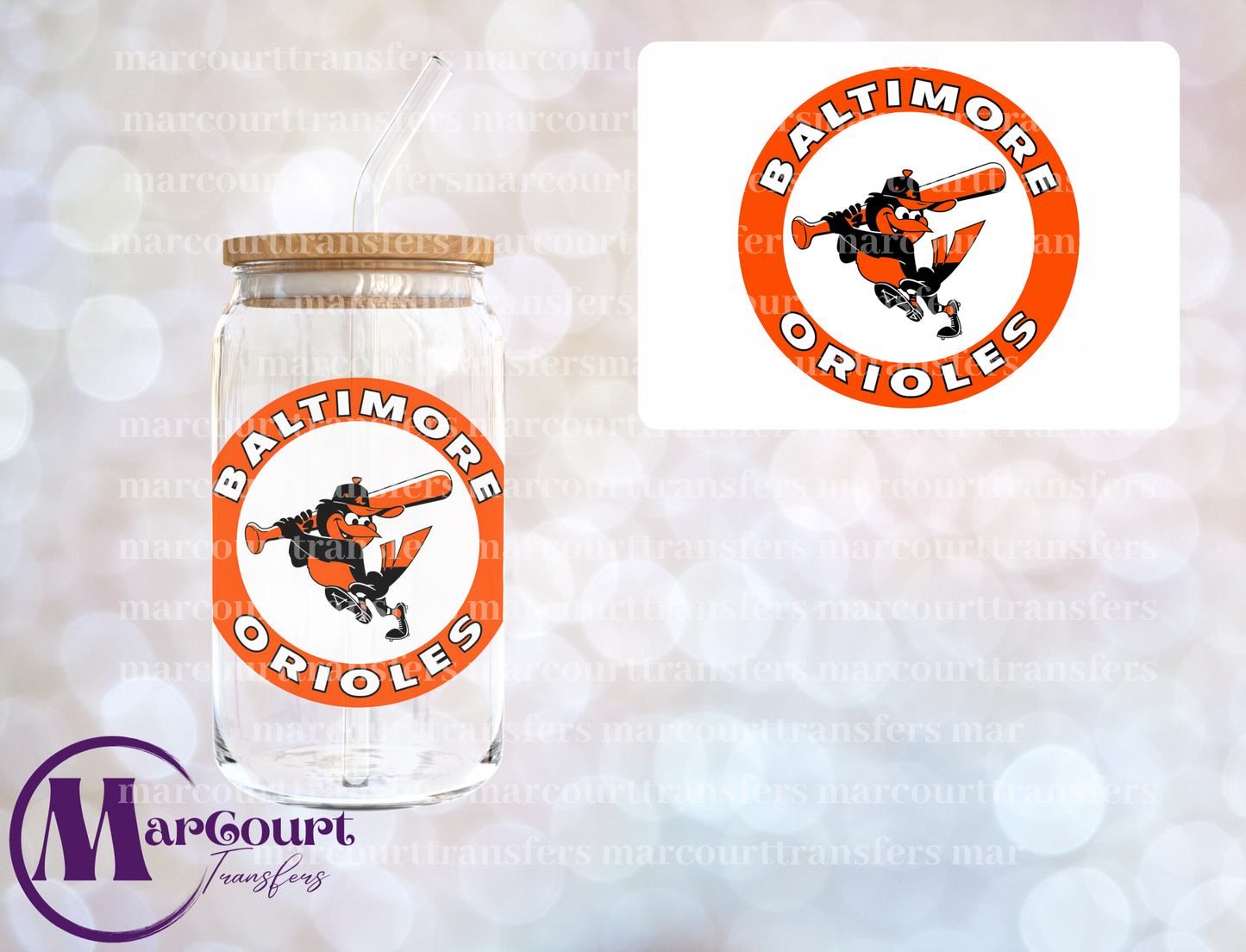 BALTIMORE ORIOLES-DECAL-UV DTF CUP WRAP