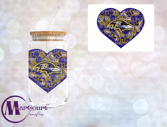 BALTIMORE RAVENS HEART-DECAL-UV DTF CUP WRAP