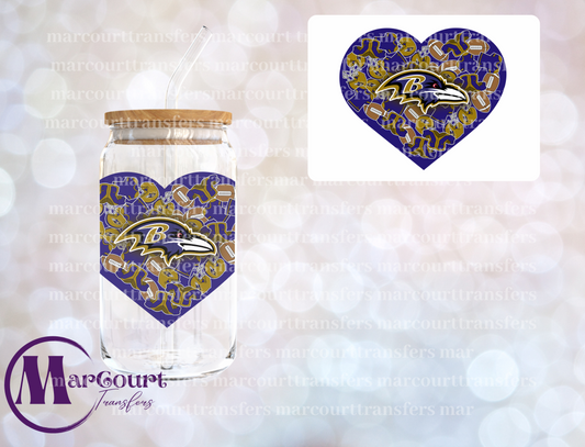 BALTIMORE RAVENS HEART DECAL- UV DTF CUP WRAP