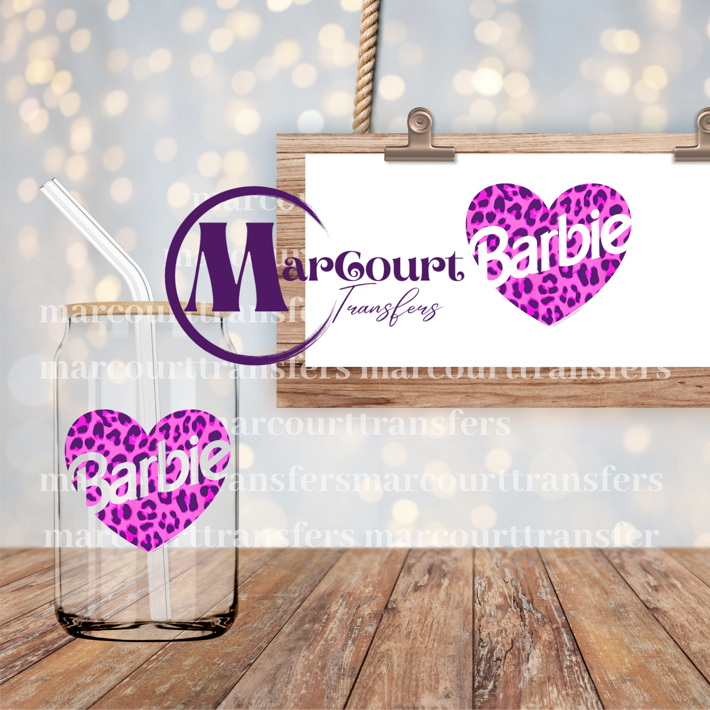 BARBIE HEART-DECAL-UV DTF CUP WRAP