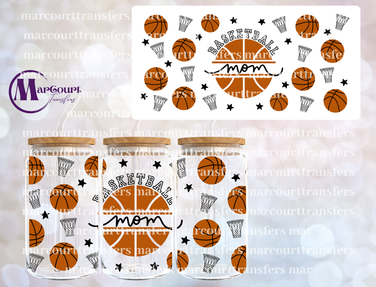BASKETBALL MOM-16 0Z-UV DTF CUP WRAP