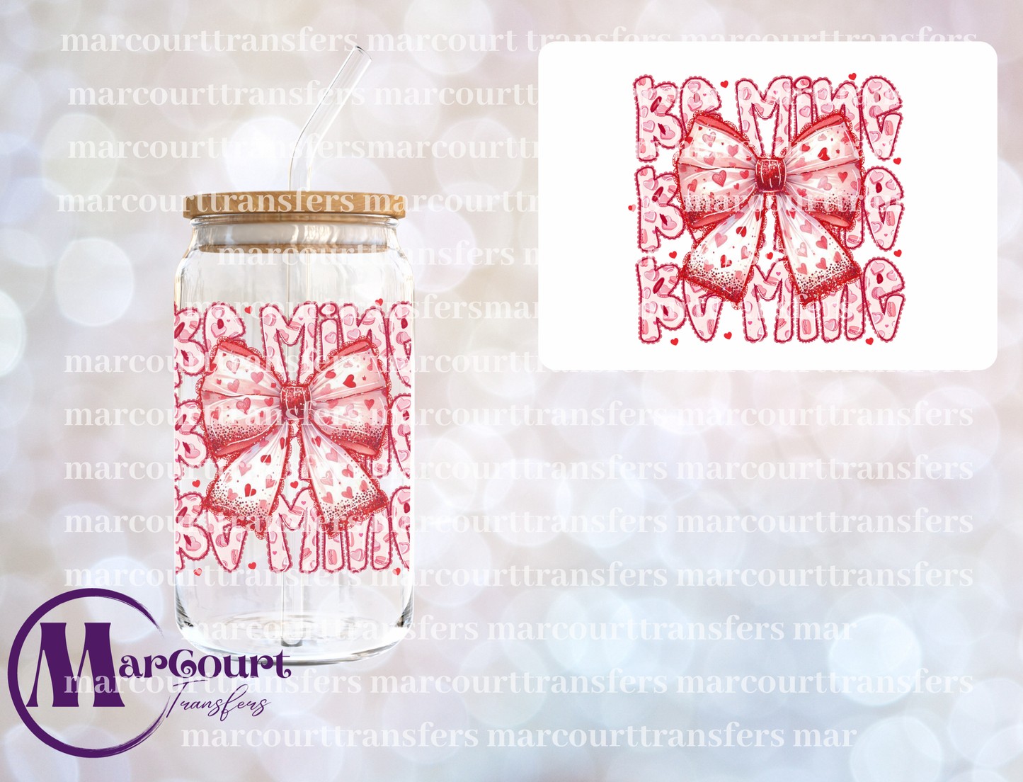 BE MINE COQUETTE BOW-DECAL-UV DTF CUP WRAP