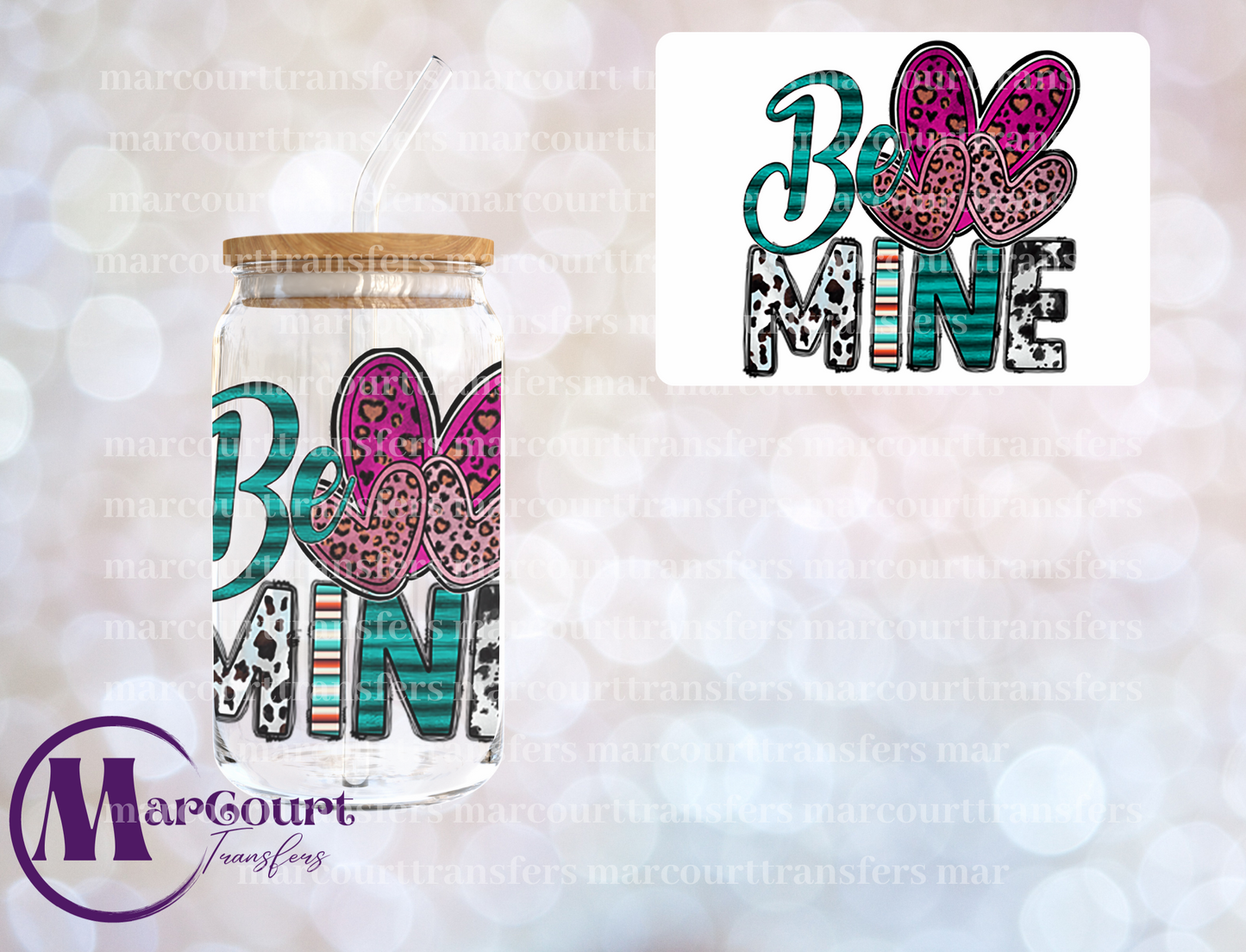 BE MINE HEARTS-UV DTF CUP WRAP