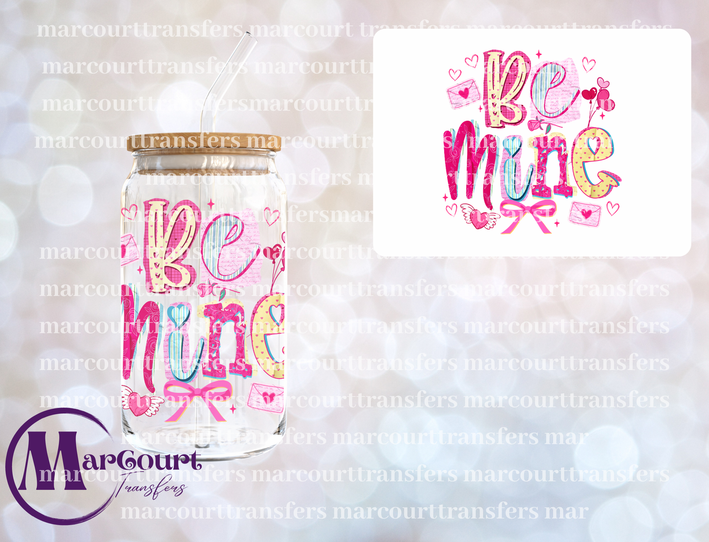 BE MINE WATERCOLOR-DECAL-UV DTF CUP WRAP