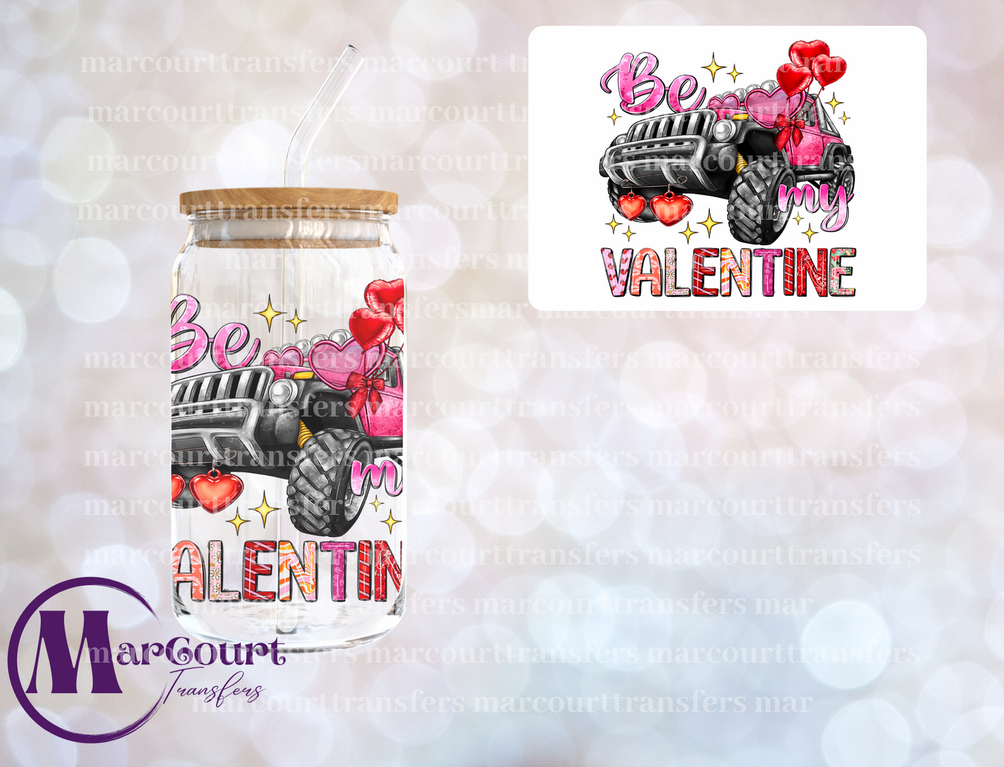 BE MY VALENTINE JEEP-UV DTF CUP WRAP