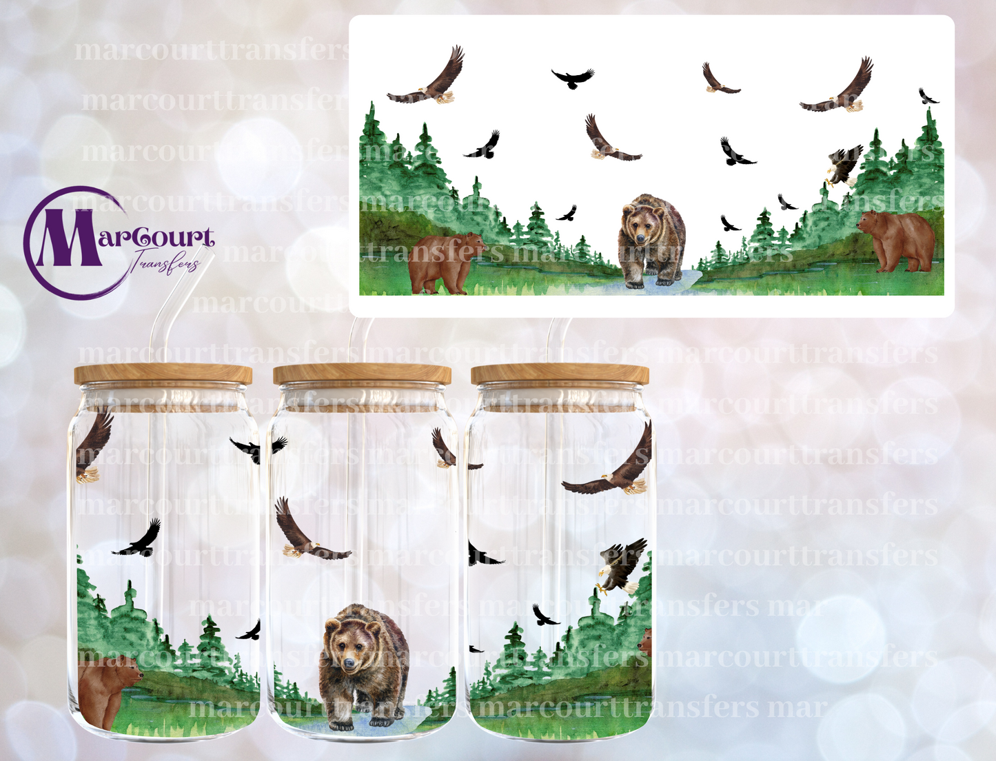 BEARS AND EAGLES-16 0Z-UV DTF CUP WRAP