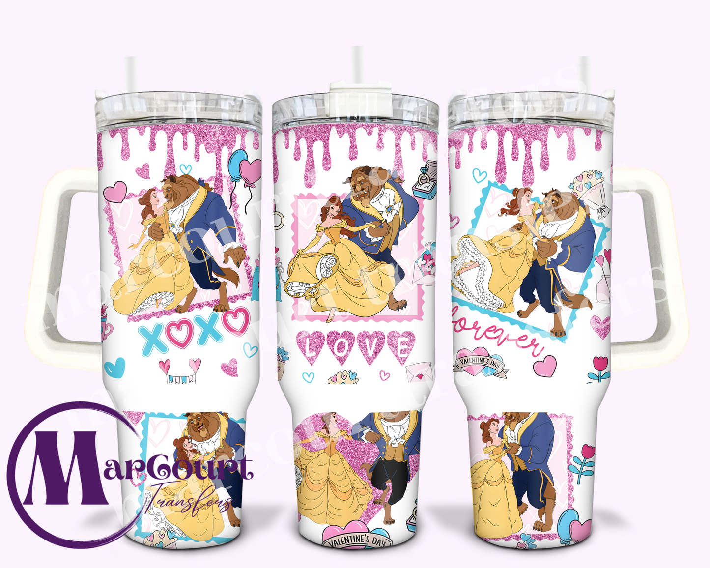 BEAUTY AND THE BEAST VALENTINE-40 0Z-UV DTF CUP WRAP