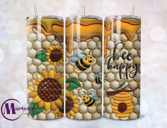 BEE HAPPY INFLATED-SKINNY TUMBLER TRANSFER