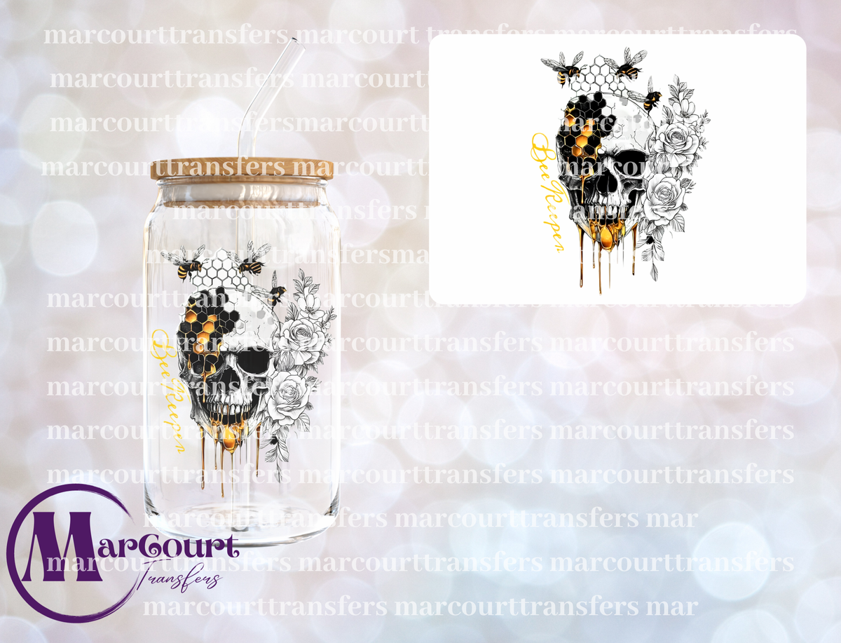 BEE KEEPER SKULL-UV DTF CUP WRAP