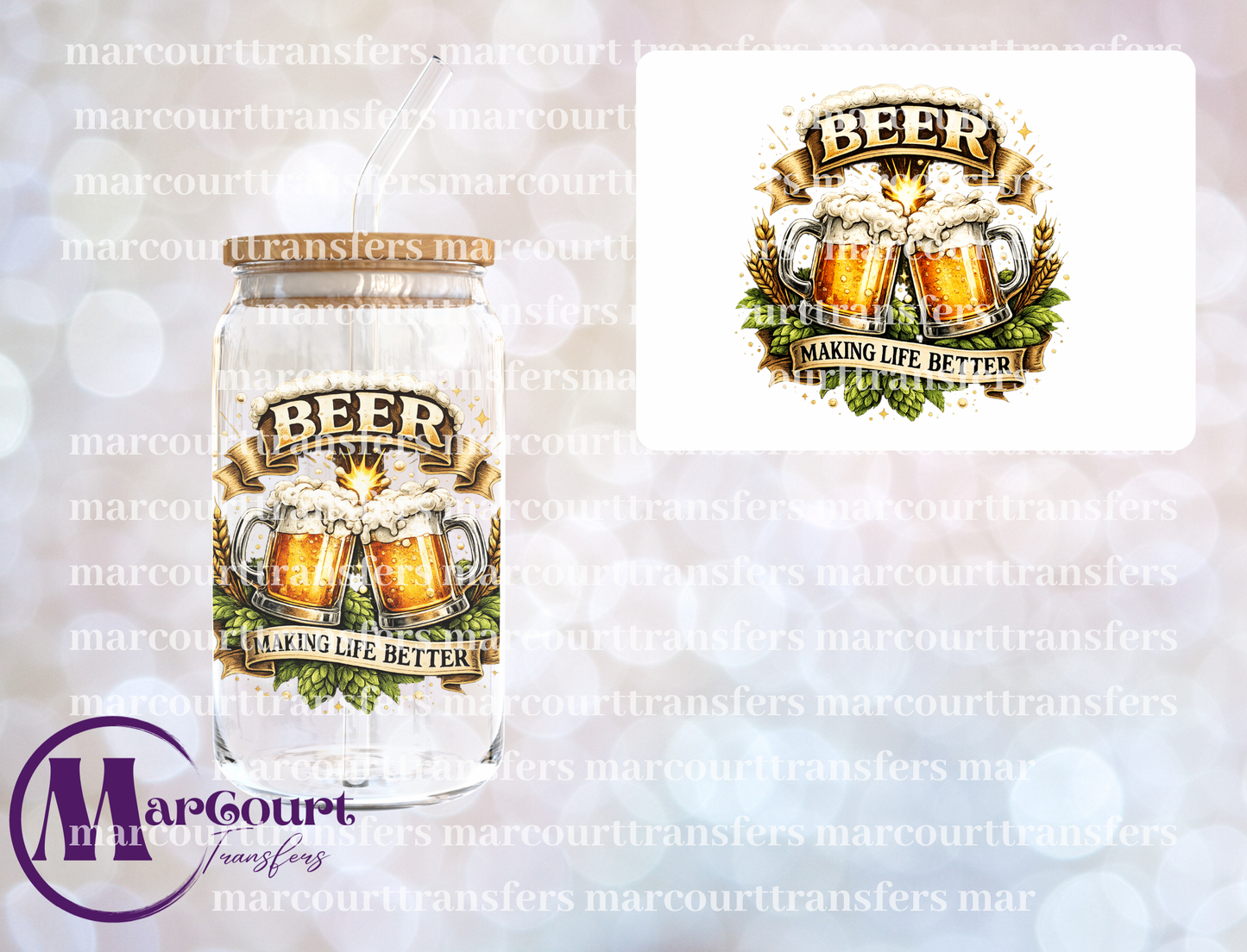 BEER MAKING LIFE BETTER-UV DTF CUP WRAP