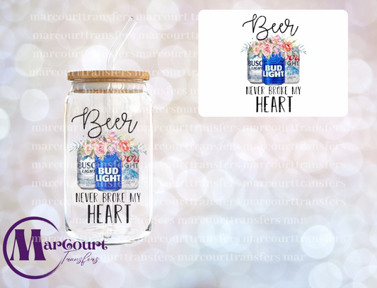 BEER NEVER BROKE MY HEART-DECAL-UV DTF CUP WRAP