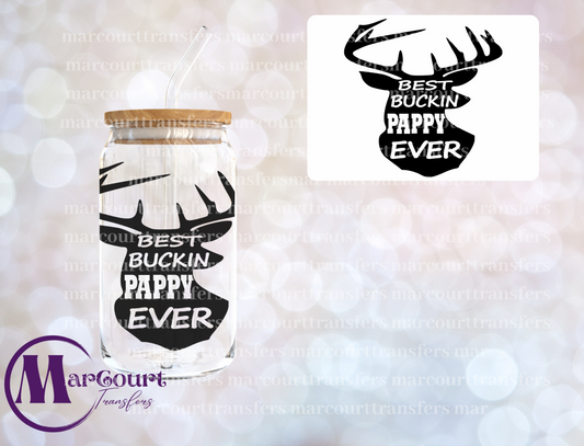 BEST BUCKIN PAPPY EVER-DECAL-UV DTF CUP WRAP