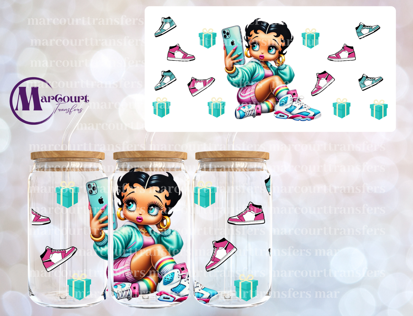 BETTY BOOP ATHLETIC SHOES-16 0Z-UV DTF CUP WRAP