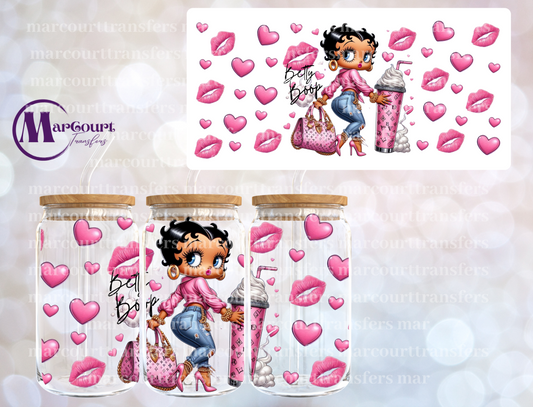 BETTY BOOP PINK DESIGNER DUPE-16 0Z-UV DTF CUP WRAP
