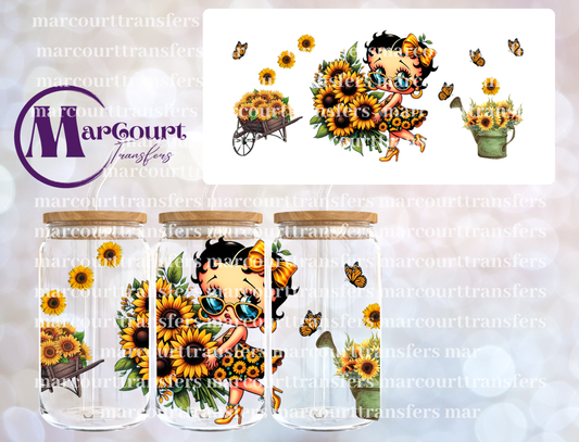 BETTY BOOP AND SUNFLOWER-16 0Z-UV DTF CUP WRAP