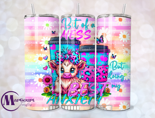 BIT OF A MESS BUT DOING MY BEST ANXIETY-20 OZ-UV DTF CUP WRAP
