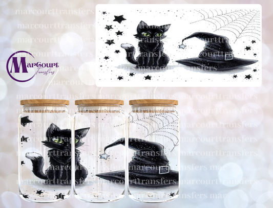 BLACK CAT WITCH HAT-16 0Z-UV DTF CUP WRAP