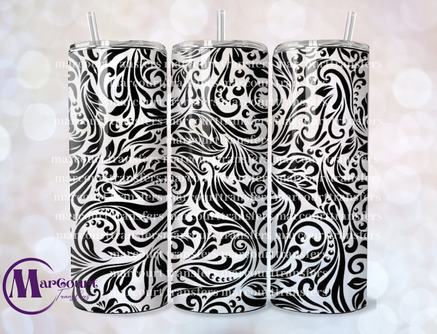 BLACK SWIRLS-20 OZ-UV DTF CUP WRAP