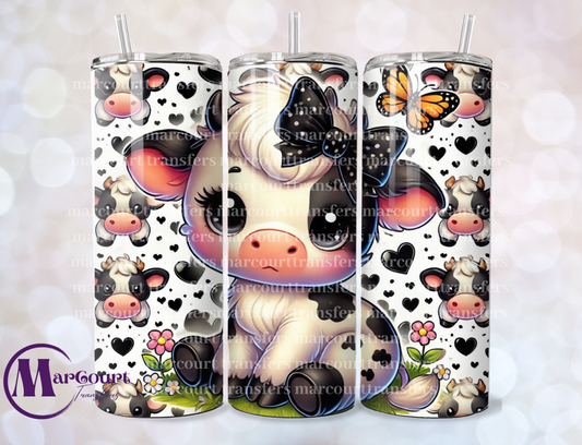 BLACK AND WHITE CUTE COW-20 OZ-UV DTF CUP WRAP