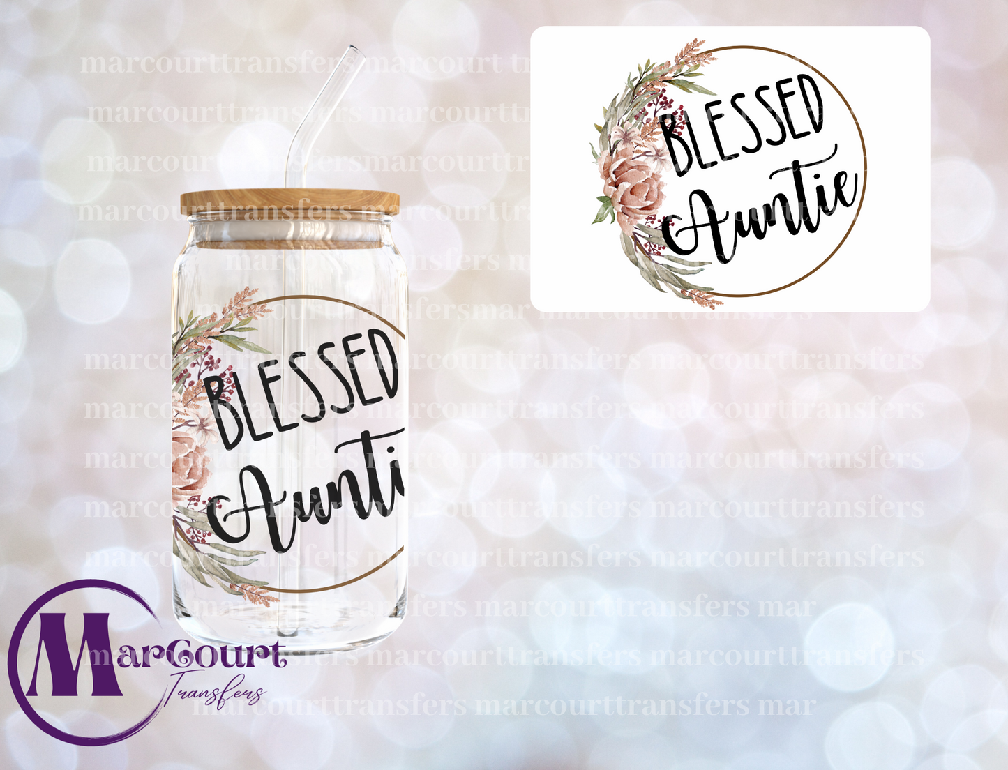 BLESSED AUNTIE-DECAL-UV DTF CUP WRAP