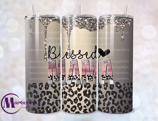 BLESSED MAMA-SKINNY TUMBLER TRANSFER