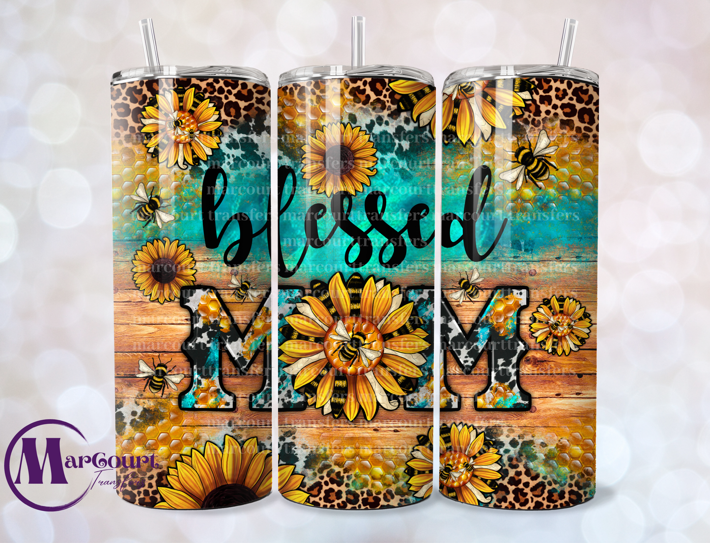 BLESSED MOM SUNFLOWERS-SKINNY TUMBLER TRANSFER