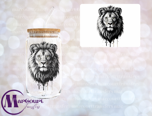 BLACK AND WHITE LION-DECAL-UV DTF CUP WRAP