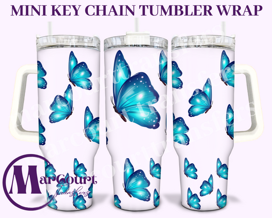 BLUE BUTTERFLIES-MINI TUMBLER KEYCHAIN WRAP