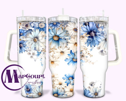 BLUE DAISIES-40 0Z-UV DTF CUP WRAP