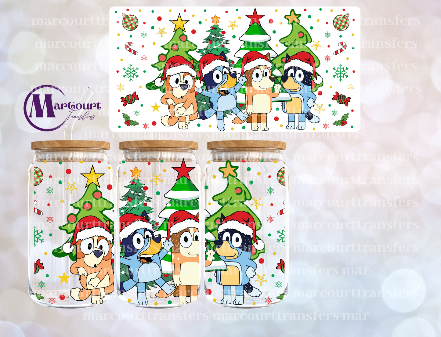 BLUEY CHRISTMAS-16 0Z-UV DTF CUP WRAP