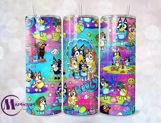 BLUEY COLORFUL-SKINNY TUMBLER TRANSFER