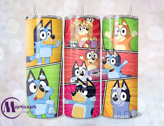 BLUEY COLORFUL BLOCKS-SKINNY TUMBLER TRANSFER