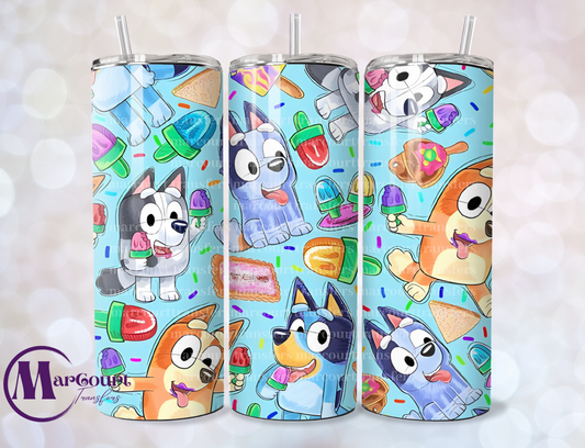 BLUEY WITH POPSICLES-SKINNY TUMBLER TRANSFER